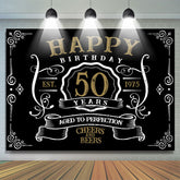 Black Age To Perfection Happy 50th Birthday Backdrop